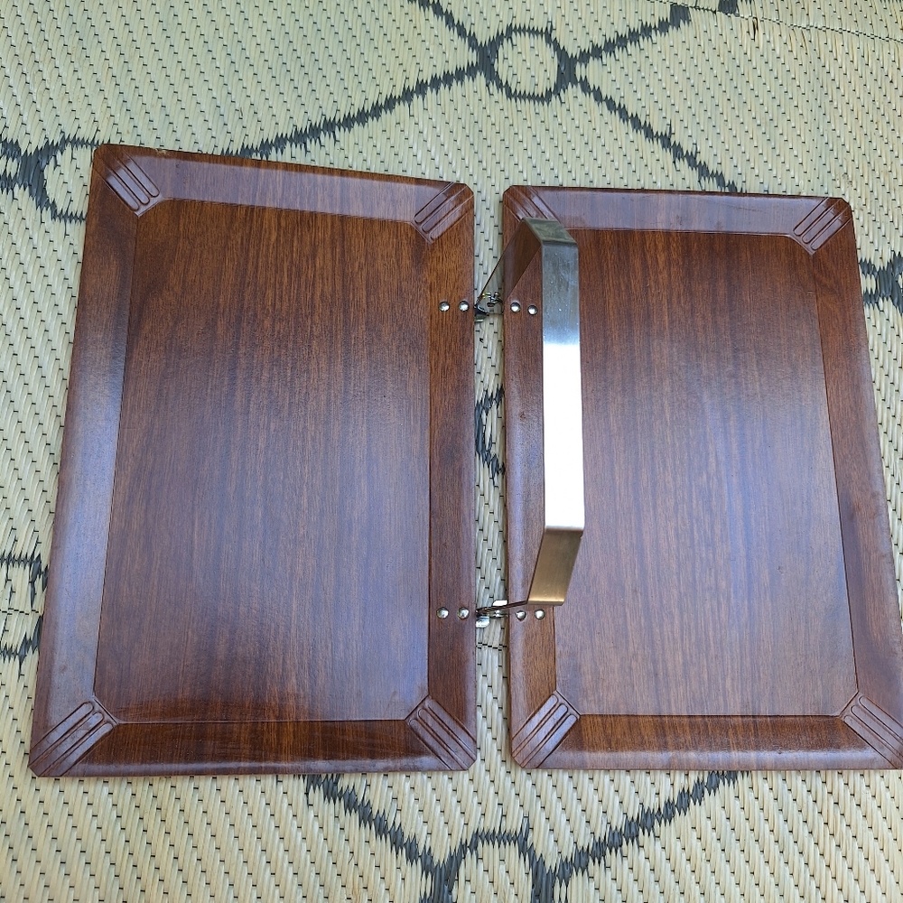 Vintage 1950's Hasko Tuck Away Folding Tray Board with Silver Accents